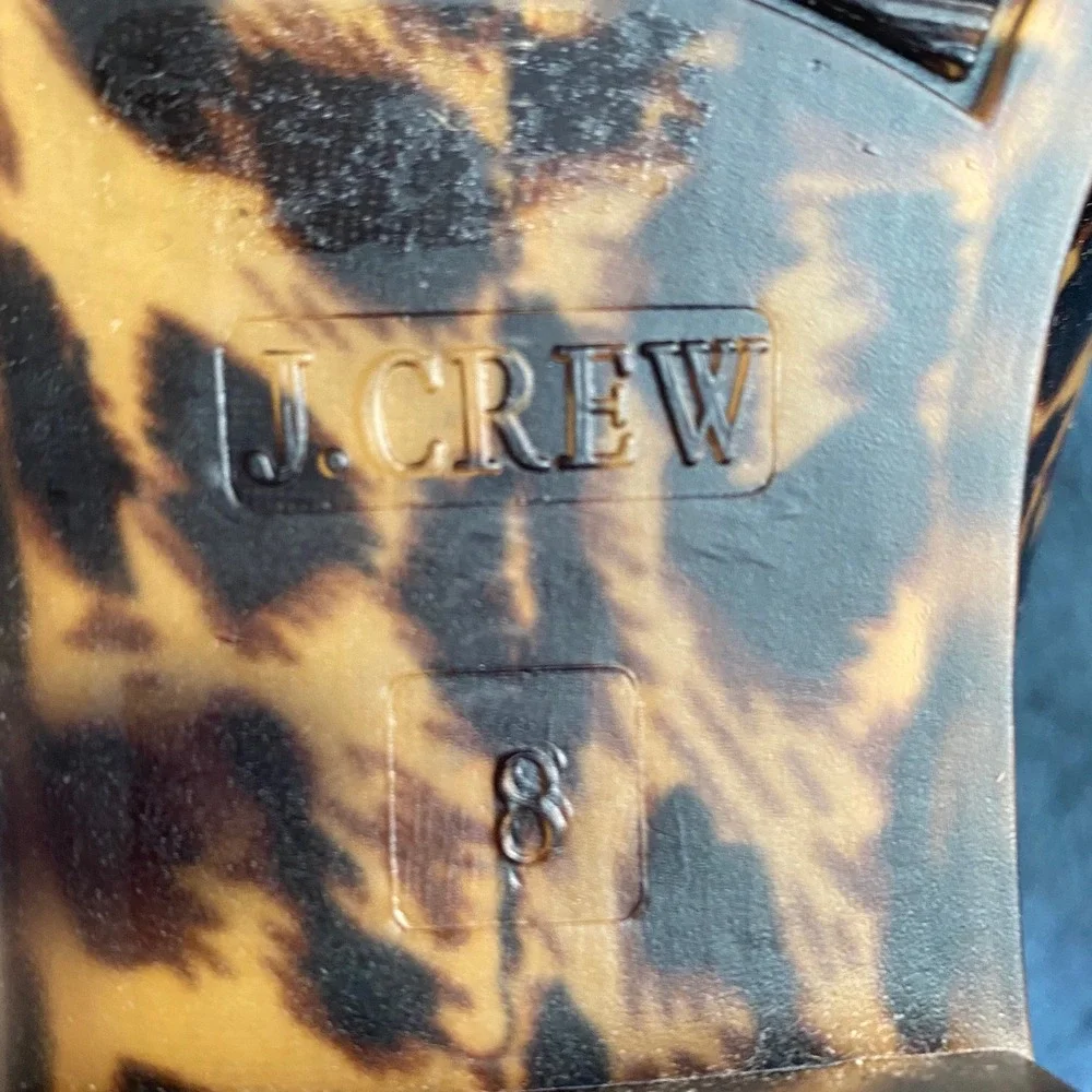 J.Crew Leopard Print Womens 8 Chelsea Ankle Rain Booties‎ Animal Print Glossy